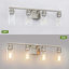 Luminaire de salle de bain à 4 lumières à intensité variable en nickel brossé 27,09 po avec abat-jour en verre transparent-696246156-696246155