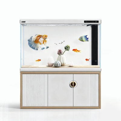 Extra-Large View -White Glass Aquarium Tank