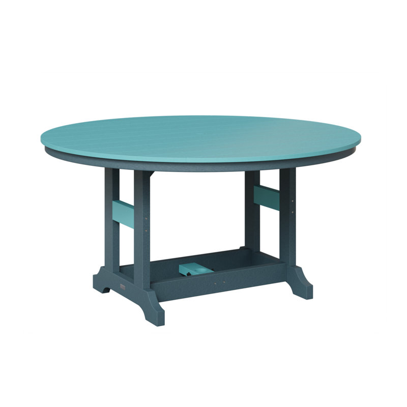Garden Classic Outdoor Round Dining Table, Slate, Aruba Blue