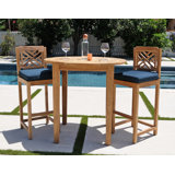 Huntington Outdoor 3 - Piece Bar Height Table with Cushions