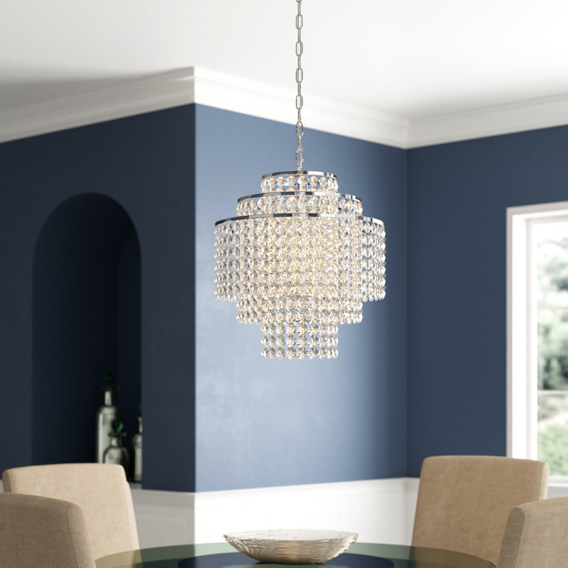 Hythe Dimmable Tiered Chandelier, Chrome, 20.5" H x 18" W x 18" D
