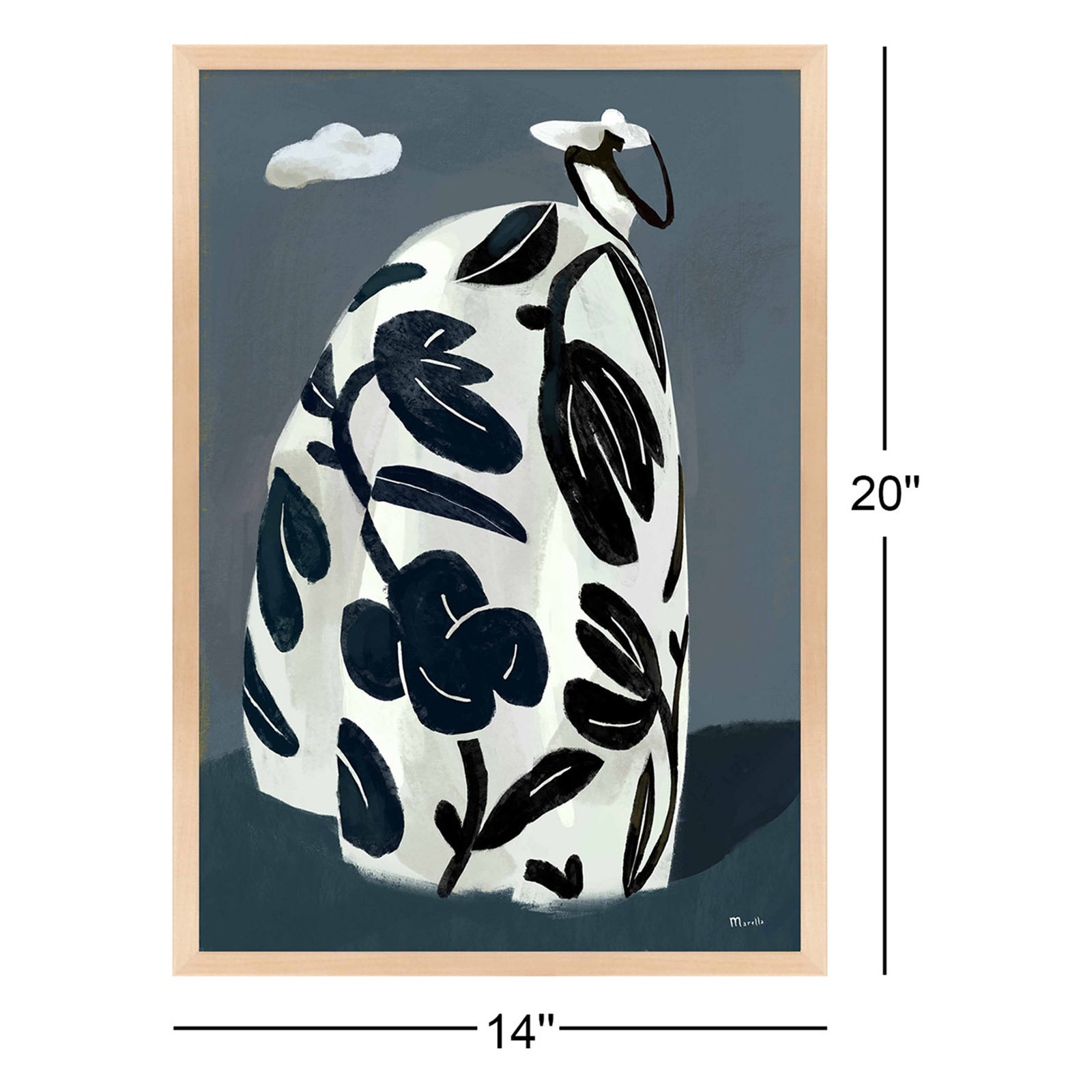 Black Dress by Marco Marella For Studio M, 20" H x 14" W x 1.25" D, Maple Paper Framed