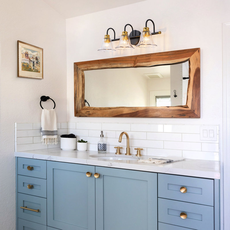 Éclairage de meuble-lavabo à intensité variable avec abat-jour en verre nervuré, 4 Lights