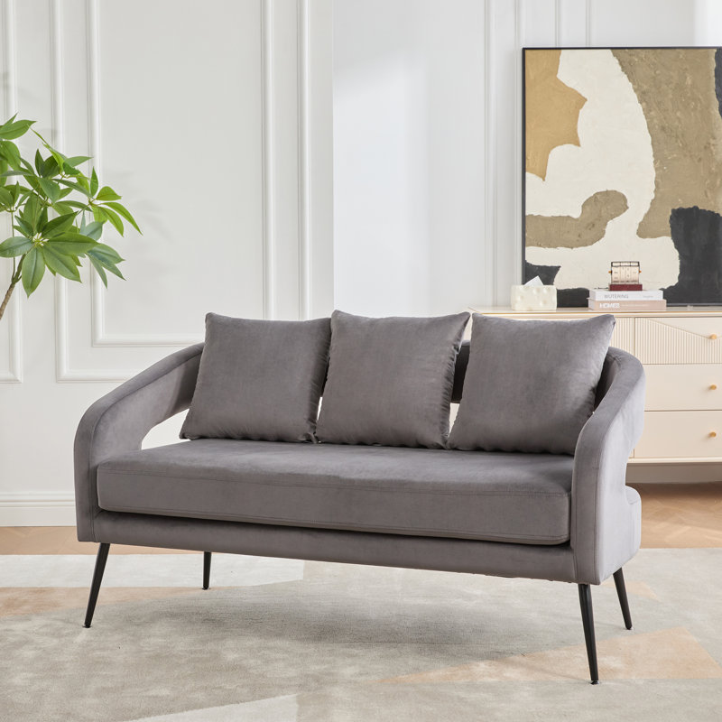 Causeuse en velours, Gris anthracite