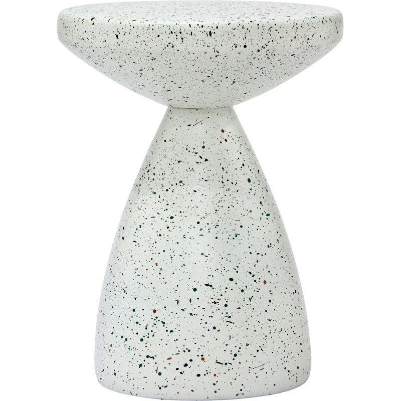 Table d'appoint en fer Anika Hendershot, White Terrazzo