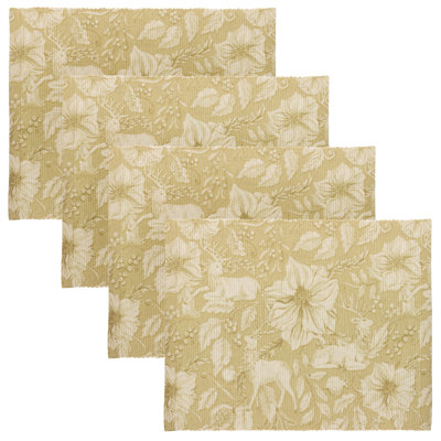 Gold Stag Polyester Floral Rectangle Placemat