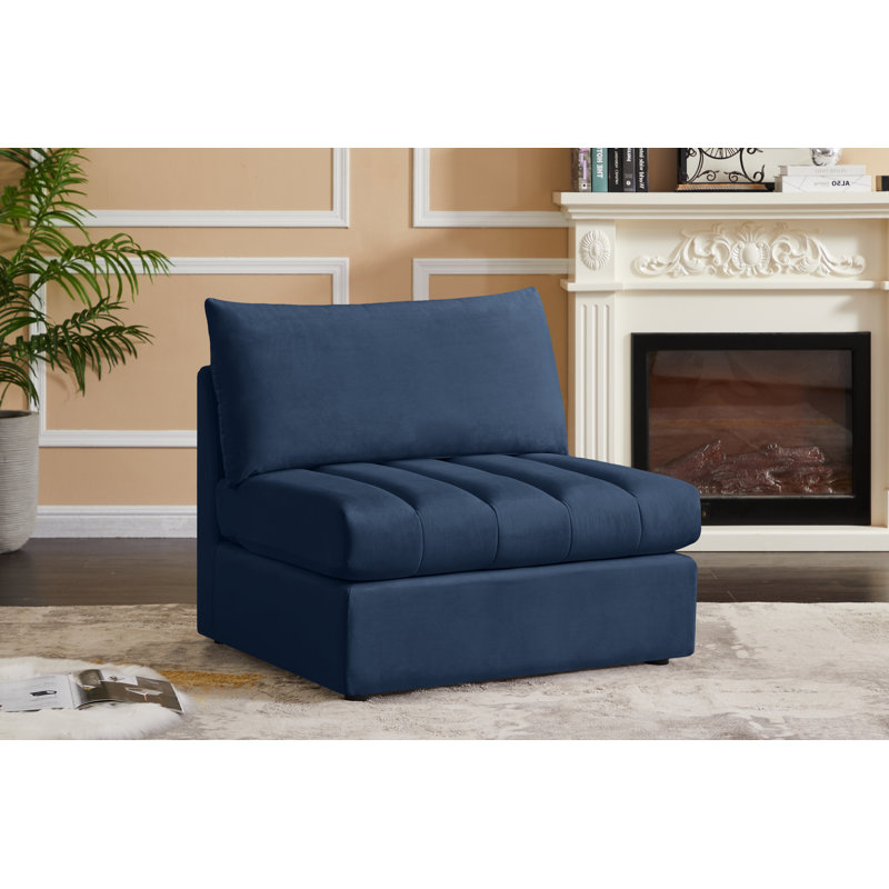 Jacob Velvet Slipper Chair, Navy Velvet