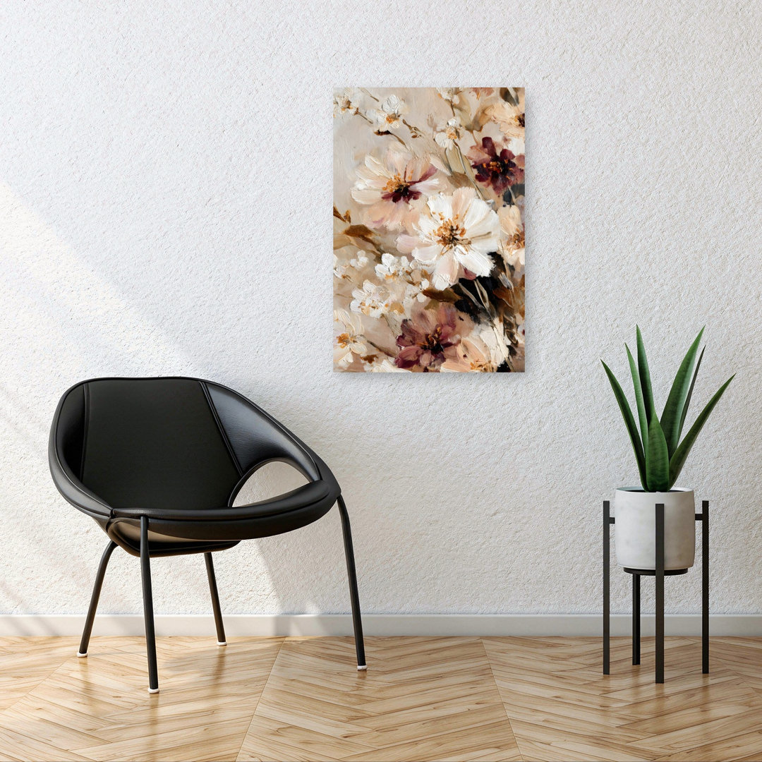 Painted Neutral Floral I Contemporary Delicate Elegant Nature Wall Art Print