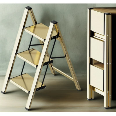 Escabeau pliant pour adultes, larges marches antidérapantes, échelle en aluminium robuste avec un design plat et pliable, peu encombrant pour la cuisine, le placard, la bibliothèque, l'intérieur et l'extérieur