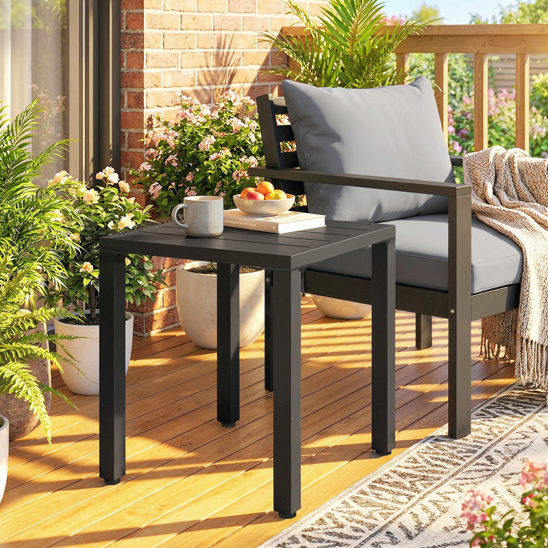 Table d'appoint d'extérieur 45,5 cm pour jardin, noir