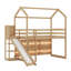 Lit mezzanine en bois avec glissade, tablettes de rangement et rampe d'escalade-182024994