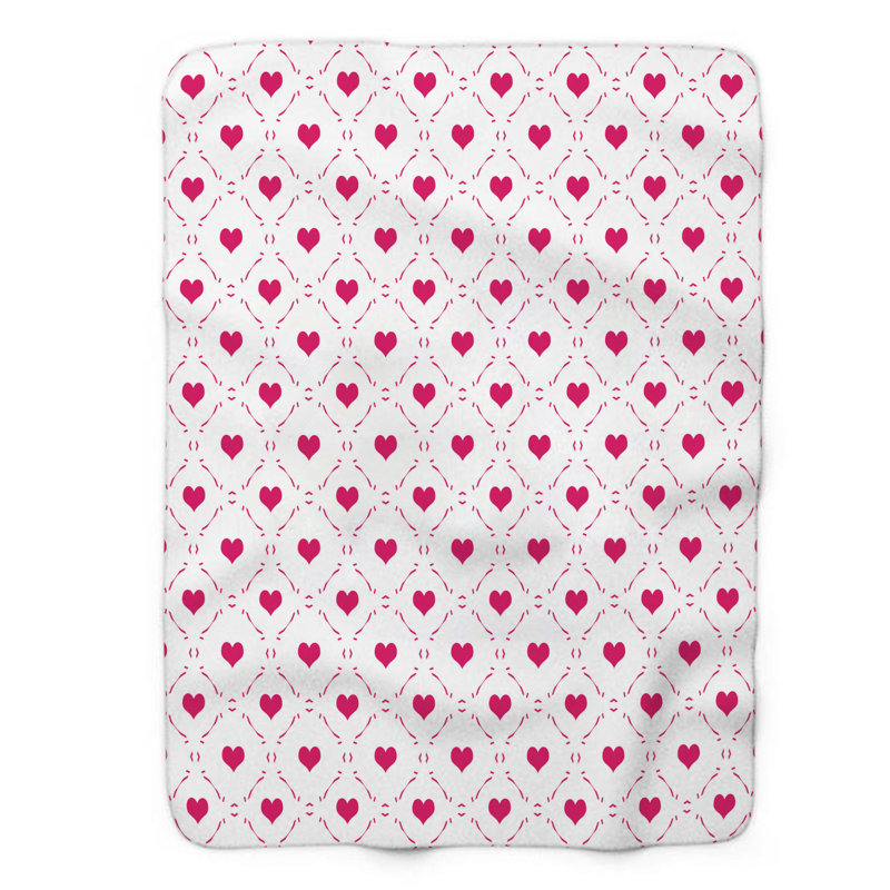 Couverture en sherpa de qualité supérieure Heartbeats - rose 1 pièce, Grand lit