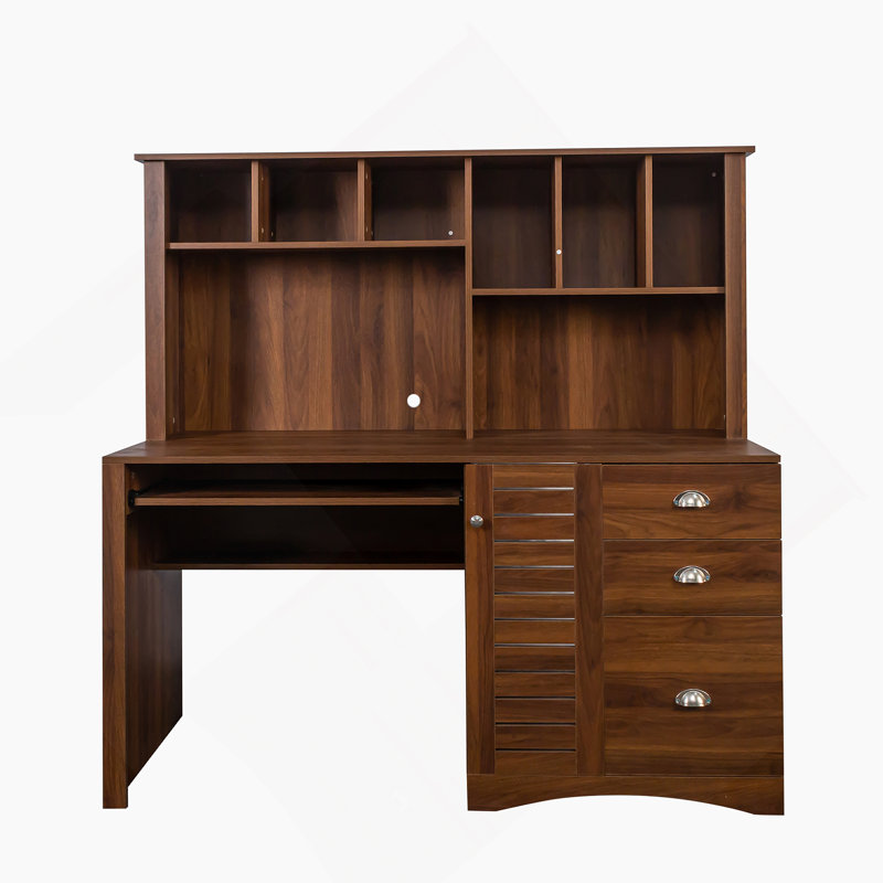 Bureau d'ordinateur à domicile avec huche, finition blanc antique
