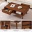 Table basse en bois avec tiroir caché et tablette ouverte Farmhouse