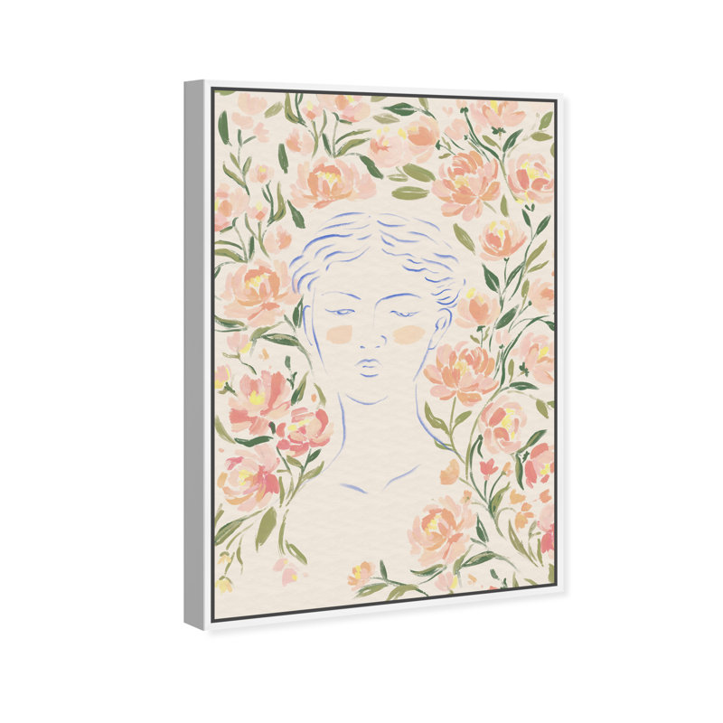 Artemis And Flowers Print by Oliver Gal, 55"H x 37"W, White Floater Frame