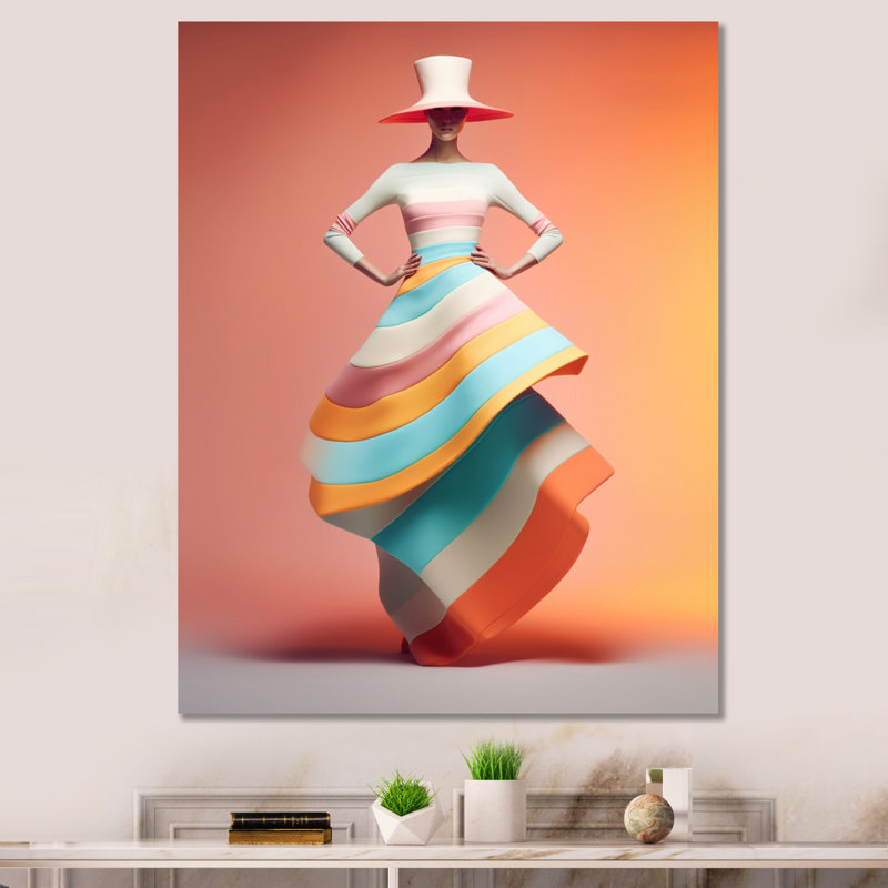 Pastel Spirals Woman Dress IV sur impression sur toile, Toile tendue, H 32 po x l 16 po x P 1 po