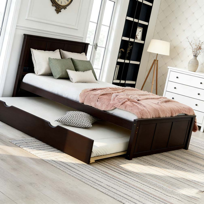 Lit plateforme avec lit gigogne simple, Gris