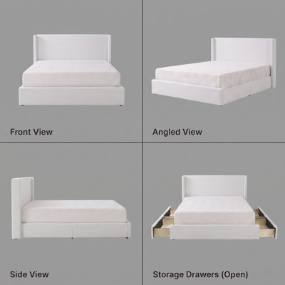 Modern Wingback Upholstered Platform Bed
