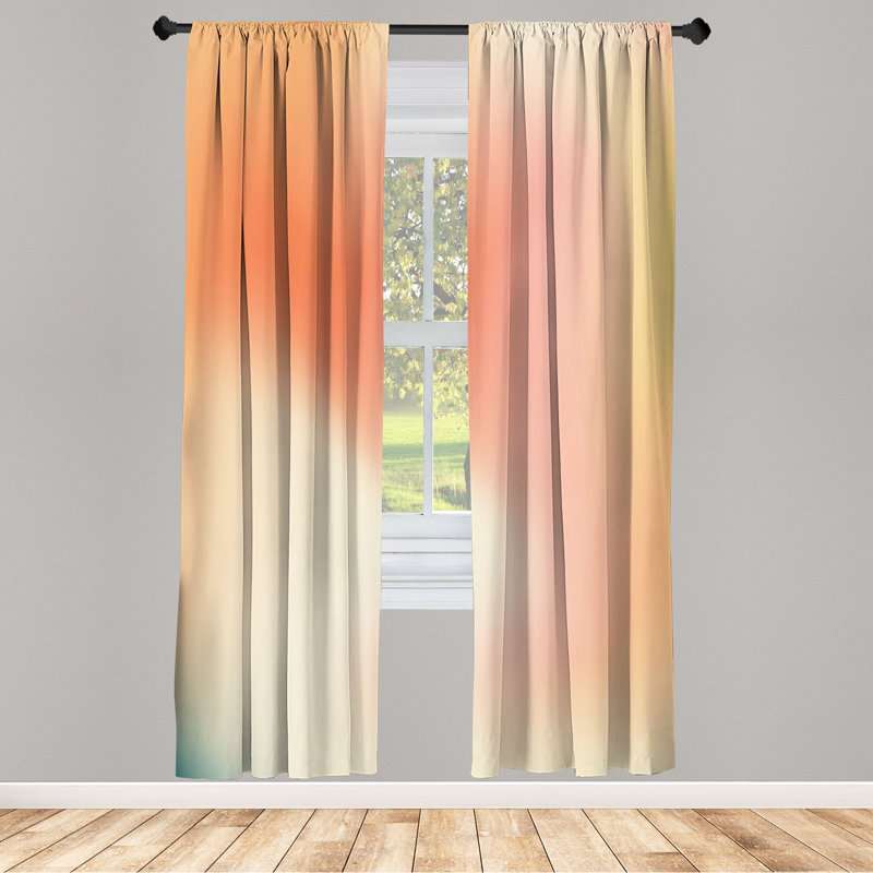  Pastel Curtains, Abstract Daydream Fantasy, 28" W x 63" L, Coral