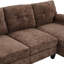 Chenille brune en forme de U avec deux chaises longues, des poches de rangement et des coussins pour les accoudoirs pour une atmosphère confortable. Tissu en chenille de 103,5 po avec coussins-1175494896