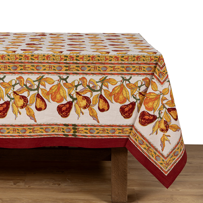 Orchard Pear Handmade Floral Tablecloth, 128" x 71"