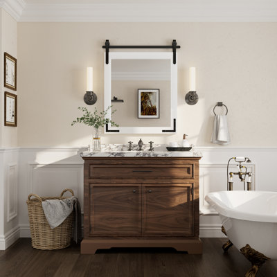 Amara Rustic Farmhouse Solid Wood Framed Tempered Glass Wall Mirror