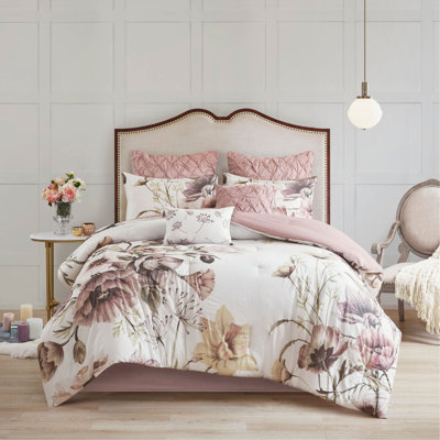 Ensemble d'édredon en coton 8 pièces rosé