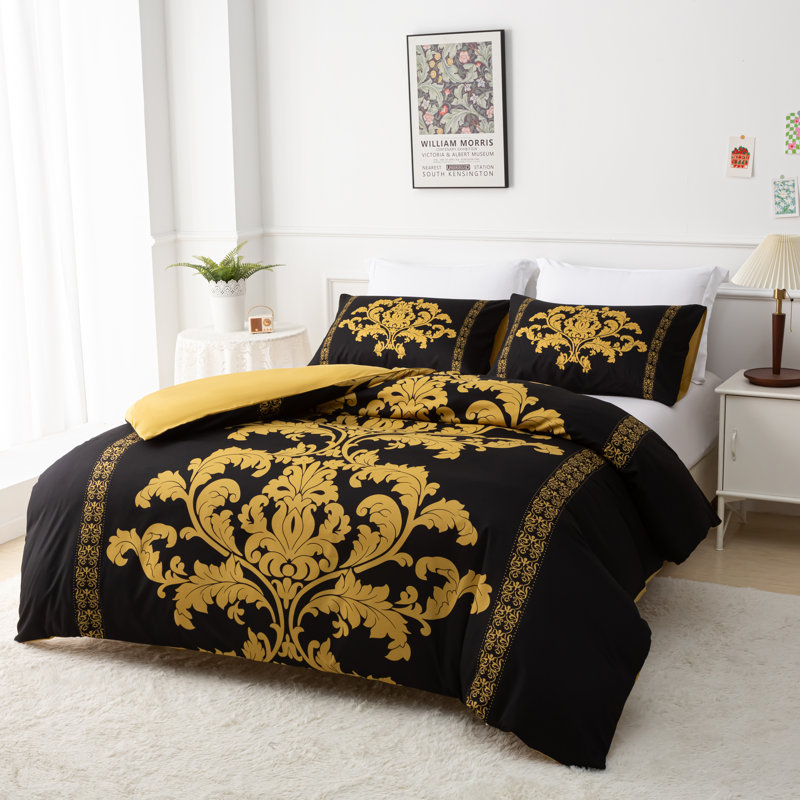 Premium Duvet Cover Set Double Brushed Microfiber Reversible With Zipper Closure & Corner Ties