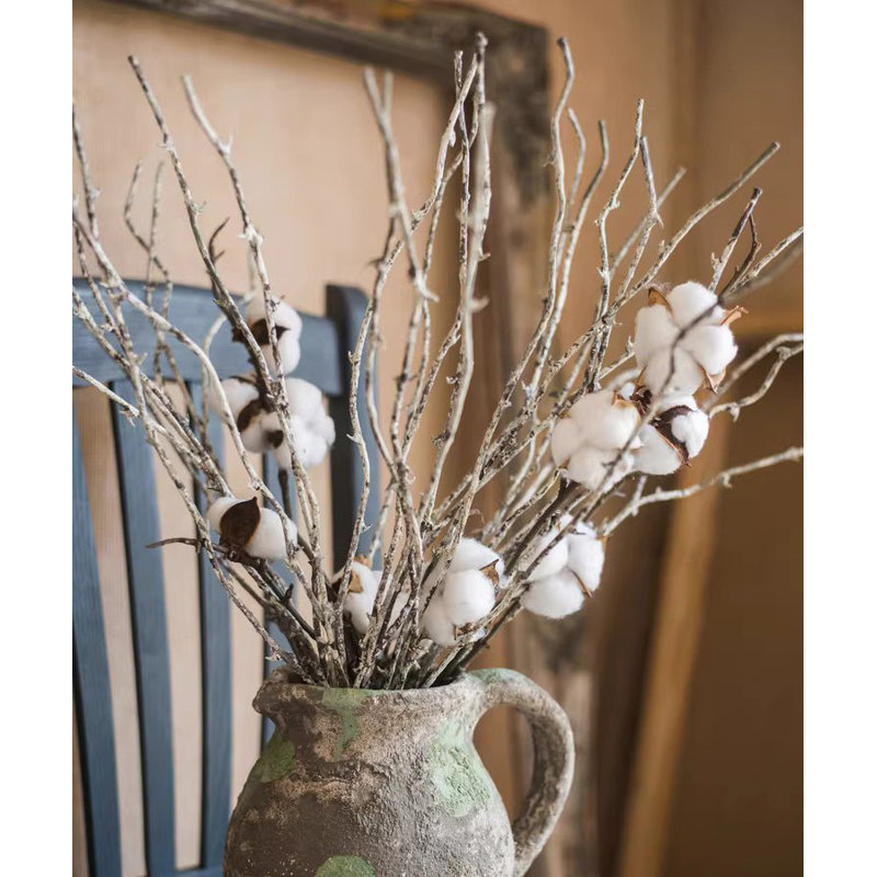 Branche décorative à branches blanches blanchies 22 po de haut, Une tige