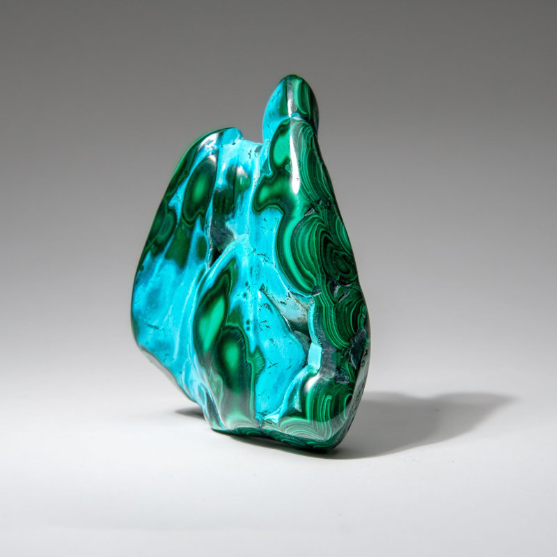 Malachite avec pierre polie Chrysocolla de République Démocratique du Congo, 3.5" H x 0.75" W x 3" D