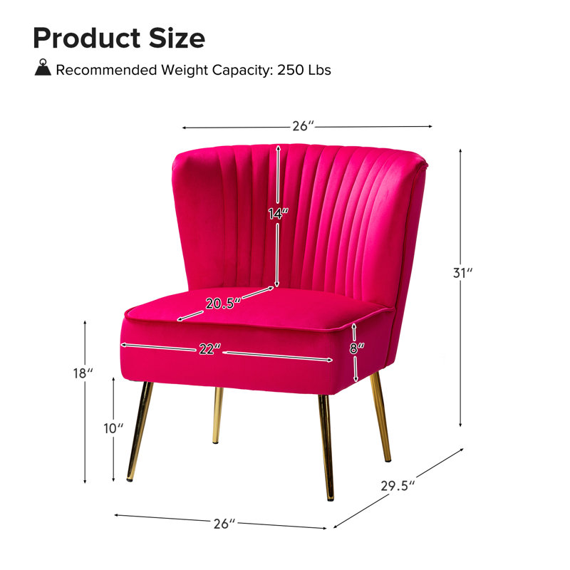 Chaise d'appoint d'appoint en velours capitonné Leona, Velours fuchsia