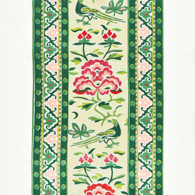 Chinois Chic Royal Peony Linen Print Fabric