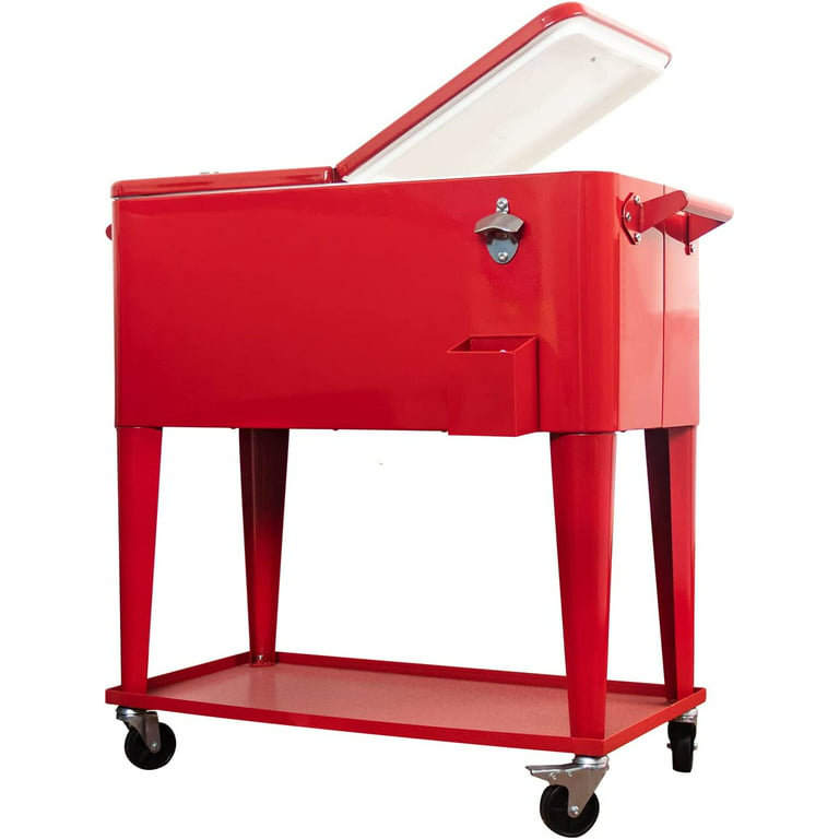 Glacière à roulettes d'une capacité de 75 qt., Rouge