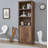 Rustic Brown Bookshelf with USB Port - 1 Door & 3 Open Shelves, Multi-Functional Side Cabinet