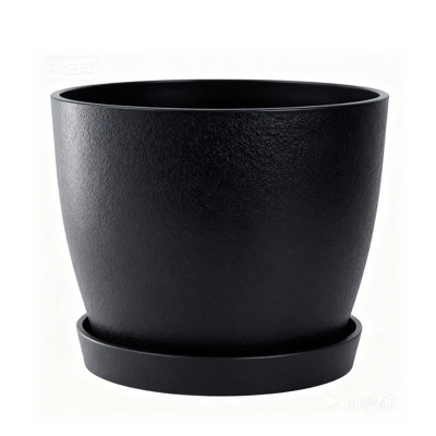 Pot de fleurs rond en plastique 9 "avec drainage 9", pot intérieur / extérieur moderne pour plantes grasses et petites plantes, décoration de jardin, noir