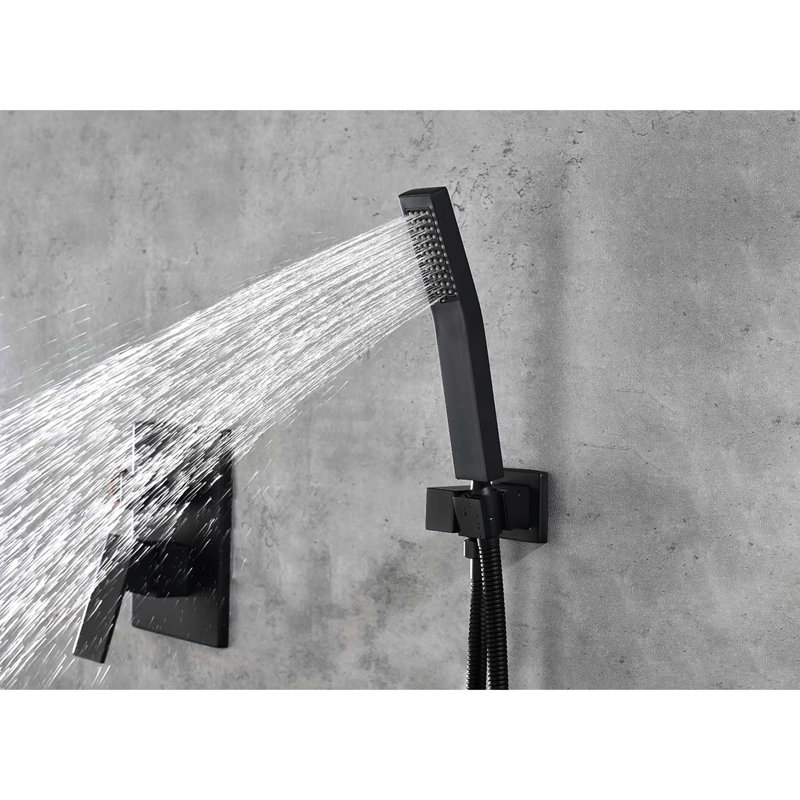 Matte Black Shower With Rain Head And Portable Hand Air Injection