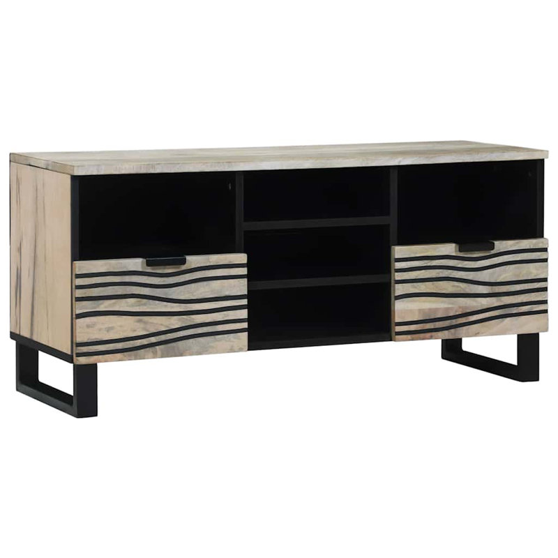 TV Cabinet With Drawer 100 X 33 X 46 Cm Solid Mango Wood, Gray