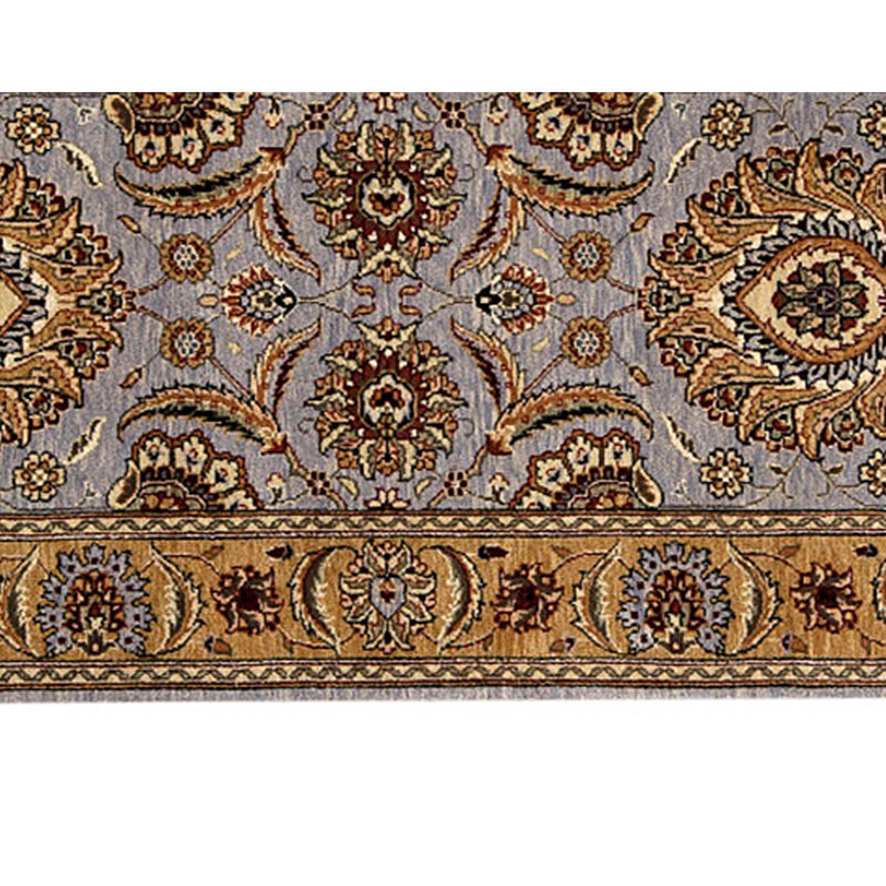 Hand Knotted Wool Oriental Area Rug in Grey And Gold