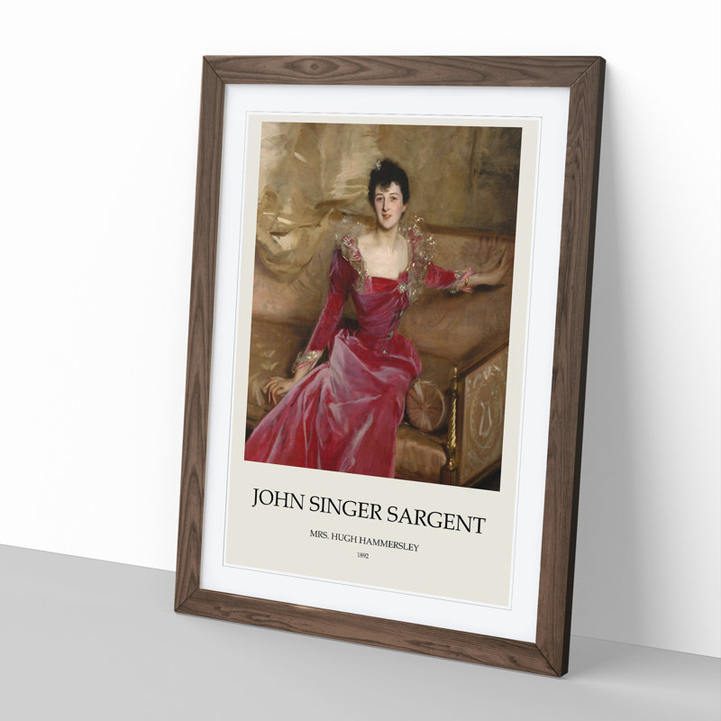 Mrs. Hugh Hammersley by John Singer Sargent - Picture Frame Painting, 48cm H x 36cm W x 2cm D, Walnut