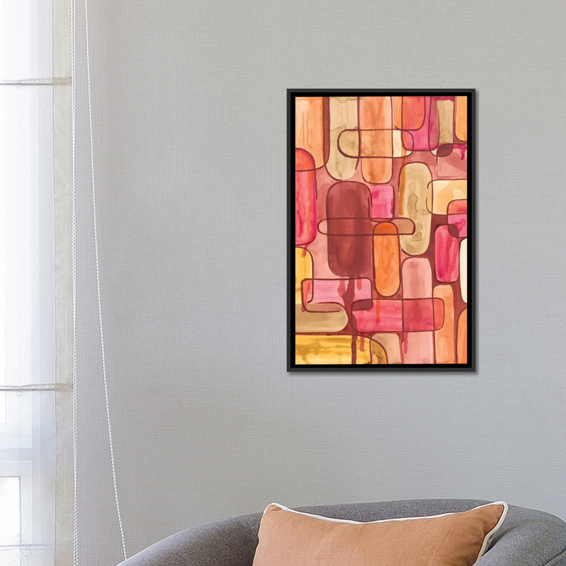 « mod coucher i », reproduction sur toile, H 26 po x l 18 po x P 1,5 po, Toile avec cadre noir, Pas de tapis