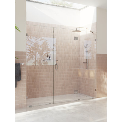 Stellar 89.5 in. W x 78 in. H Fully Frameless 3 Panel Inline Glass Hinged Shower Enclosure