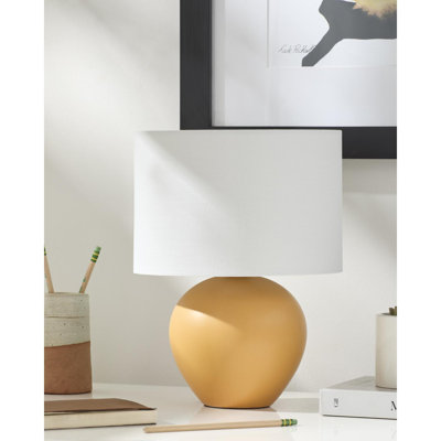 Ceramic Table Lamp with Linen Drum Shade