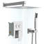 Double pomme de douche carrée 10 po - Fixation murale avec fonction pluie