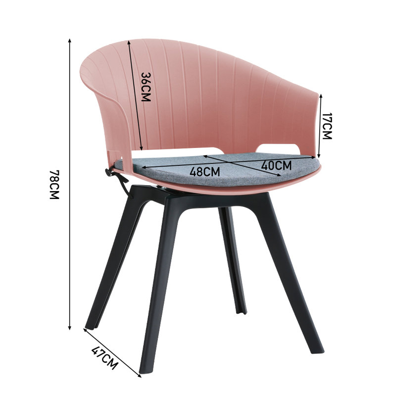 42cm H Upholstered Upholstered Back Side Chair, Pink