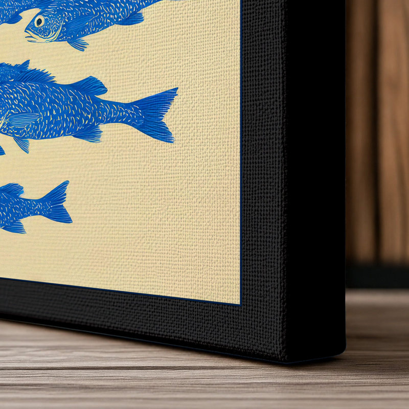 Fish In Motion Minimalist - Print, 30x20 - 76.2 x 50.8 cm, Black Border