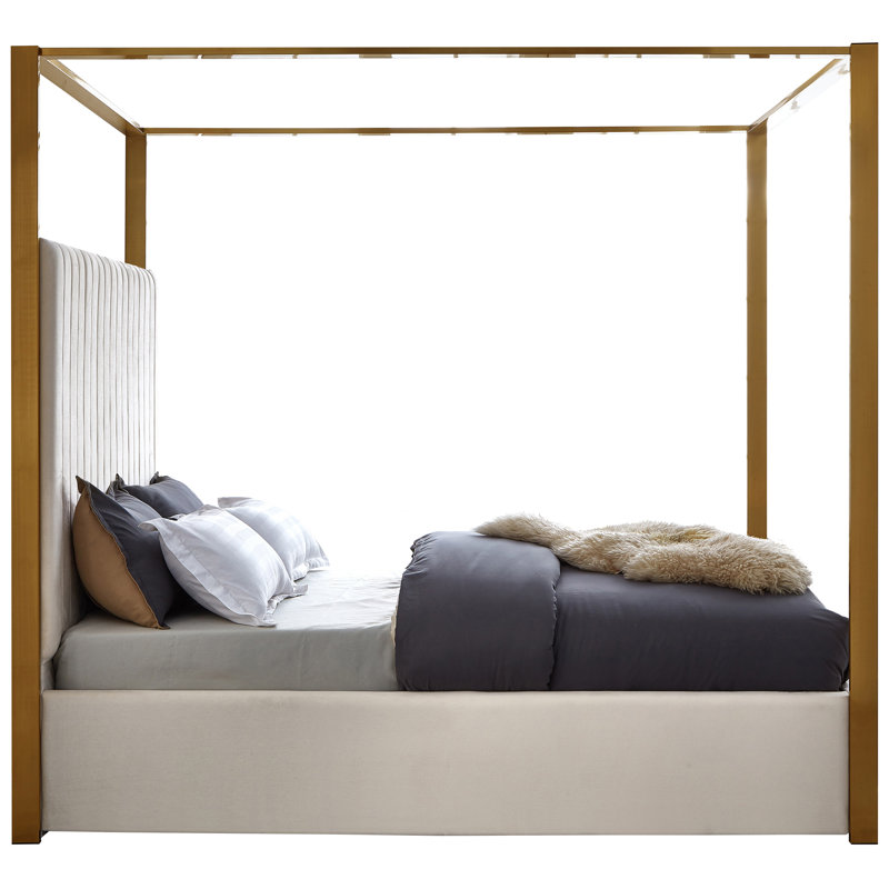 Jones Heersa Velvet Bed, King, Cream Velvet