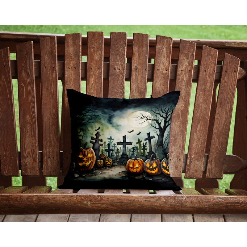 Coussin décoratif intérieur / extérieur en polyester More / Spooky More Spooky Halloween, 14 po x 14 po