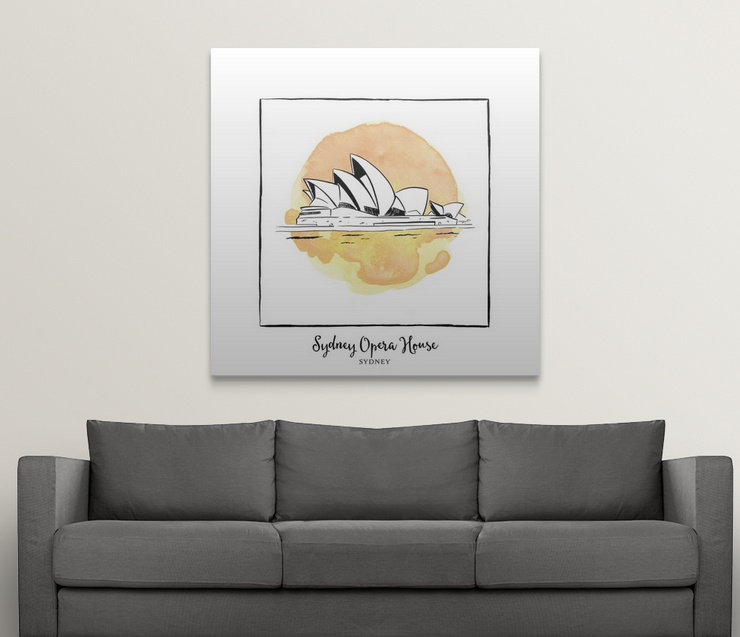 « sydney opera house-brushstroke immeubles », impression, H 35 po x l 35 po x P 1,5 po, Toile