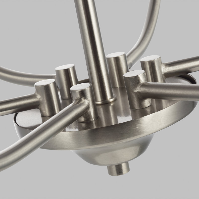 Elmwood Park Nine Light Chandelier from Generation Lighting , Brushed Nickel, No
