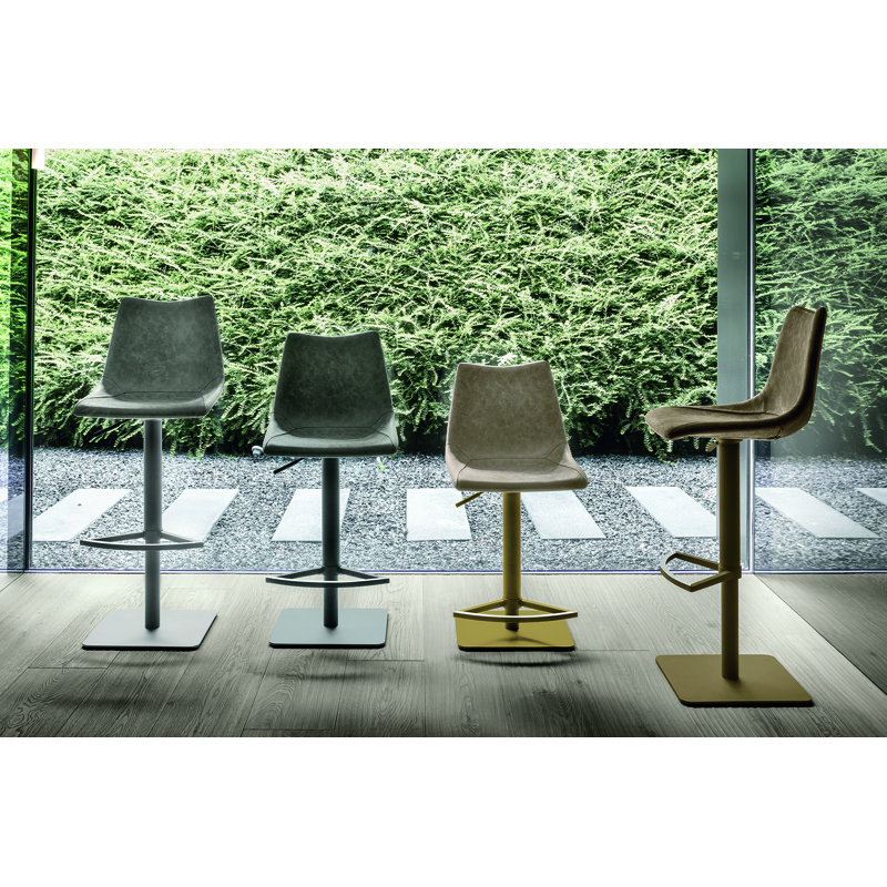Filippone Swivel Upholstered Adjustable Height Counter Stool with Metal Frame, Tobacco, Brown